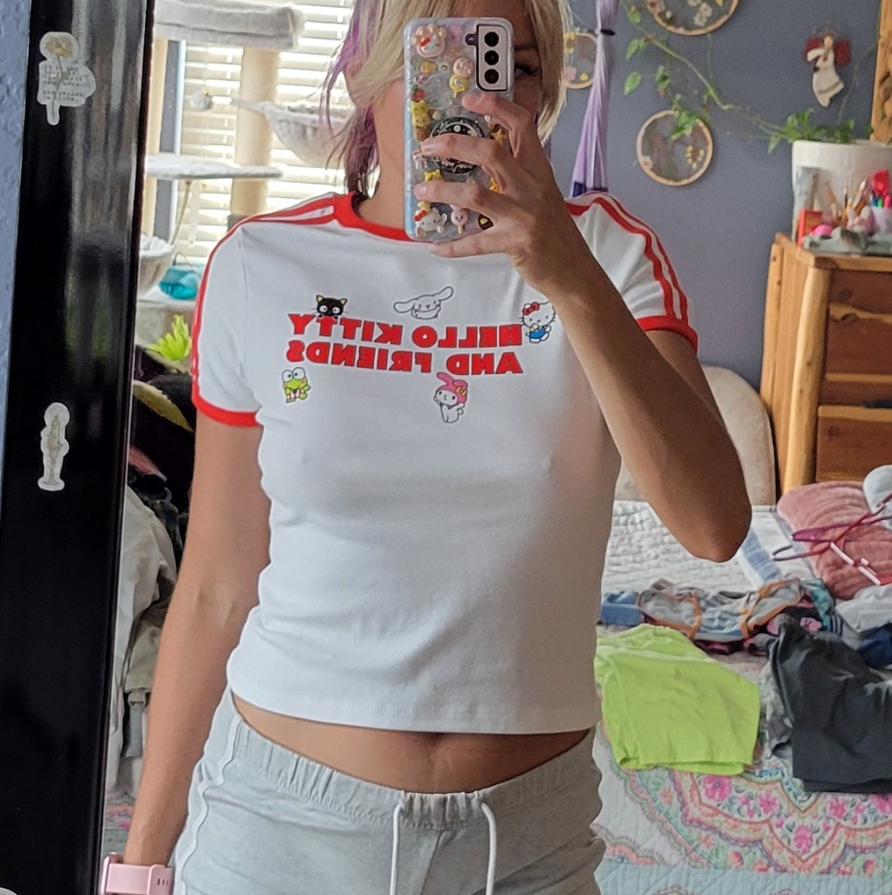 Hello Kitty White Tee with Red Accents